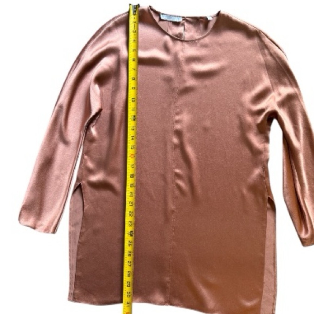 Vince Satin Silk Tunic Top in Terracotta‎ - Picture 3 of 8